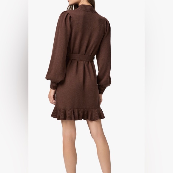 PAIGE Chocolate Julia Long Sleeve Wool Blend Sweater Dress - Picture 4 of 5